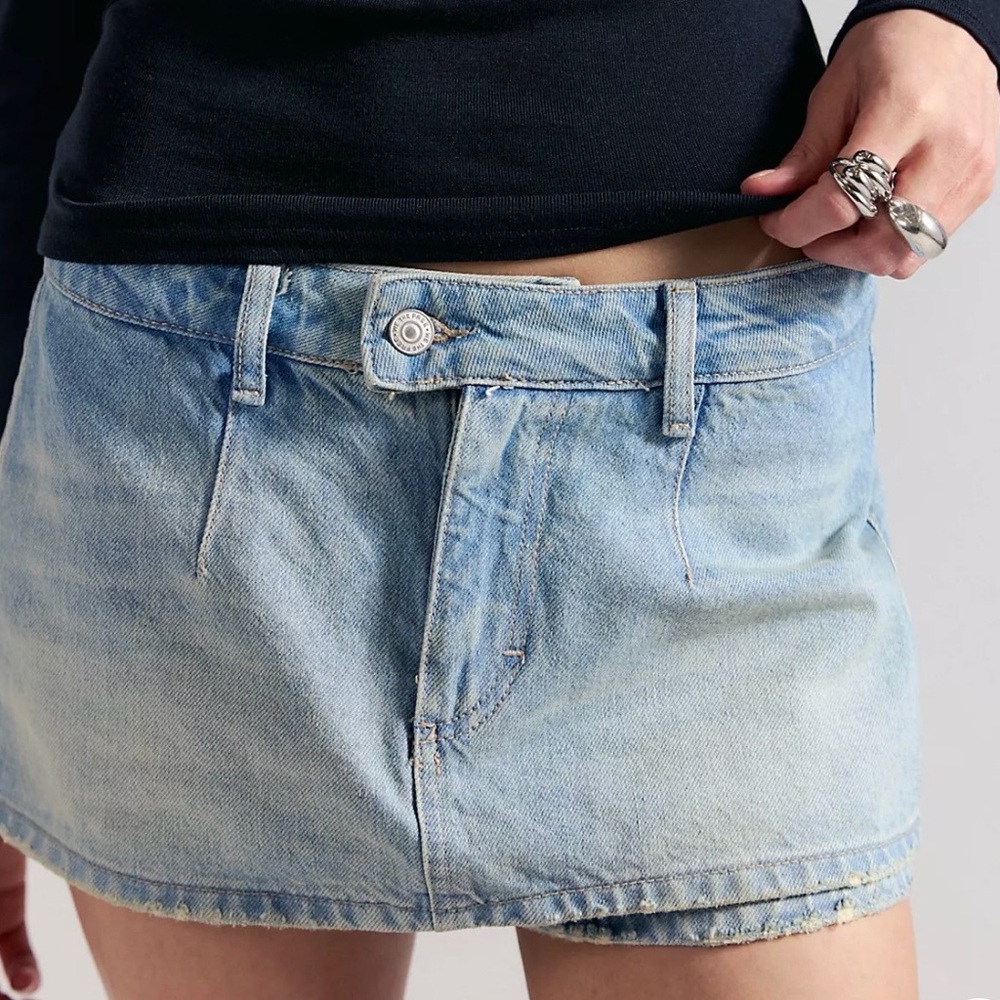 Free People Light Blue Denim Skort